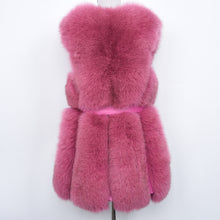 Load image into Gallery viewer, Women Real Fox Fur Vest Belt Luxury Fur Winter Waistcoat Rose Gilet