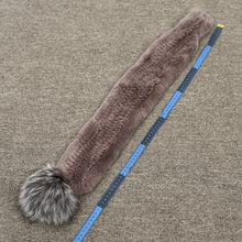Load image into Gallery viewer, Rex Rabbit Fur Scarves With Silver Fox Pompom Women Winter Fur Shawl Mocca Muffler