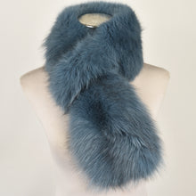 Load image into Gallery viewer, Real Fox Fur Scarf Winter Dark Blue Warm Fur Muffler