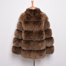 Load image into Gallery viewer, Real Fox Fur Coat Women Natural Fur Jacket Winter Thick Outerwear Coffee Frosted