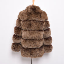 Load image into Gallery viewer, Real Fox Fur Coat Women Natural Fur Jacket Winter Thick Outerwear Coffee Frosted