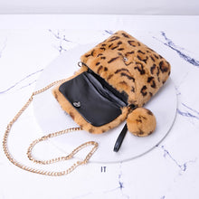 Load image into Gallery viewer, Women&#39;s Leopard Rex Rabbit Fur Bag Shoulder Messenger Bag Chain Handbag Cute Crossbody Fashion Bags 2022 New 8800