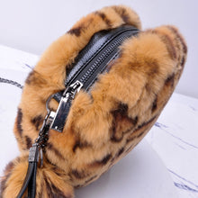 Load image into Gallery viewer, Women&#39;s Leopard Rex Rabbit Fur Bag Shoulder Messenger Bag Chain Handbag Cute Crossbody Fashion Bags 2022 New 8800