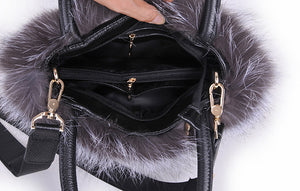 2022 New Women's Fashion Fox Fur Handbag Fluffy Messenger Bag Ladies Winter Shoulder Bag Large Capacity Tote 8813