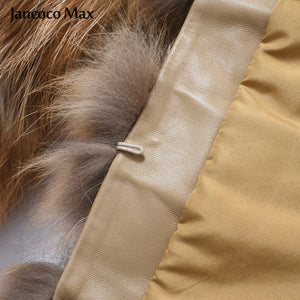 Women Real Raccoon Fur Coat Women Hooded Fashion Long Jacket