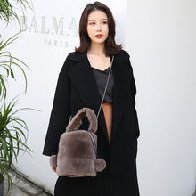 Load image into Gallery viewer, Women Real Rex Rabbit Fur Crossbody Handbags Fashion Plush Bucket Bags Cute Chain Shoulder Bag 8829