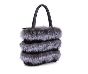 2022 New Women's Fashion Fox Fur Handbag Fluffy Messenger Bag Ladies Winter Shoulder Bag Large Capacity Tote 8813