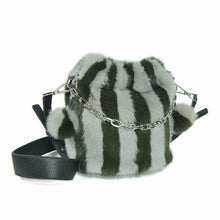 Load image into Gallery viewer, 2022 New Fur Bag Women&#39;s Real Mink Fur Handbags Lady Fashion Shoulder Bags Striped 7982