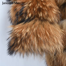 Load image into Gallery viewer, Women Real Raccoon Fur Coat Women Hooded Fashion Long Jacket