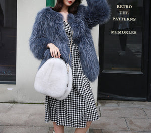 2022 New High Quality Women‘s Real Fox Fur Crossbody Bag Fashion Shoulder Bag Lady Messenger Bag 7998