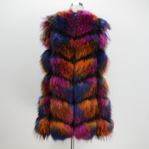 Real Raccoon Fur Vest Women Fashion Multi Color Gilet