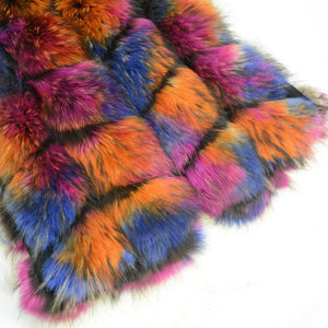 Real Raccoon Fur Vest Women Fashion Multi Color Gilet