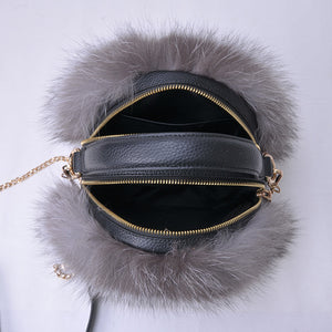 2022 New High Quality Women‘s Real Fox Fur Crossbody Bag Fashion Shoulder Bag Lady Messenger Bag 7998