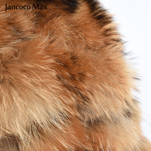 Load image into Gallery viewer, Women Real Raccoon Fur Coat Women Hooded Fashion Long Jacket