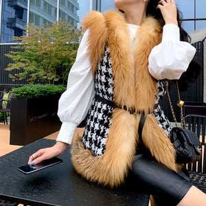 Women Real Fox Fur Vest Winter Fashion Gilets Luxury Warm Waistcoat