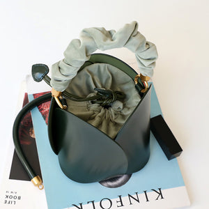 Lady Designer Style Bucket Bags 2022 New Handbags Luxury Real Leather Shoulder Bag For Women Floral Handle 4410