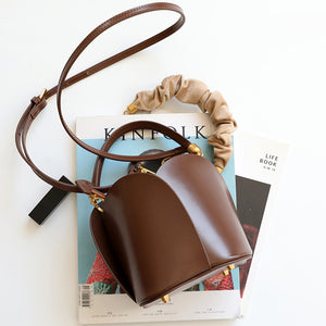 Lady Designer Style Bucket Bags 2022 New Handbags Luxury Real Leather Shoulder Bag For Women Floral Handle 4410