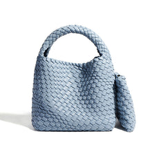 Load image into Gallery viewer, Lady Designer Style PU Leather Knitted Handbags Women Elegant Underarm Bag Artificial Leather Soft Bucket Bags 4600