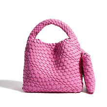 Load image into Gallery viewer, Lady Designer Style PU Leather Knitted Handbags Women Elegant Underarm Bag Artificial Leather Soft Bucket Bags 4600