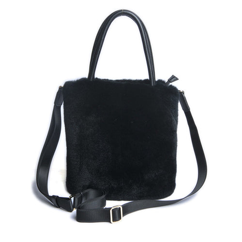 Lady Fashion Natural Fur Bags Top Quality Rex Rabbit Handbags Big Tote Women Luxury Shoulder Bag 8920