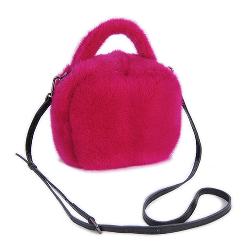 Lady Fashion Shoulder Bags Spring  Winter Genuine Mink Fur Messenger Bag Top Quality Natural Fur Handbags 8844