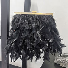 Load image into Gallery viewer, Women Ostrich Feather Bag Pearl Chain Fluffy Clutch Bag Purse Shoulder Bag 4205