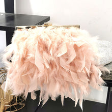 Load image into Gallery viewer, Women Ostrich Feather Bag Pearl Chain Fluffy Clutch Bag Purse Shoulder Bag 4205