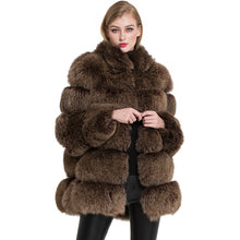 Load image into Gallery viewer, Real Fox Fur Coat Women Natural Fur Jacket Winter Thick Outerwear Coffee Frosted