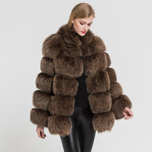 Load image into Gallery viewer, Real Fox Fur Coat Women Natural Fur Jacket Winter Thick Outerwear Coffee Frosted