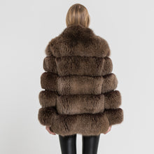 Load image into Gallery viewer, Real Fox Fur Coat Women Natural Fur Jacket Winter Thick Outerwear Coffee Frosted
