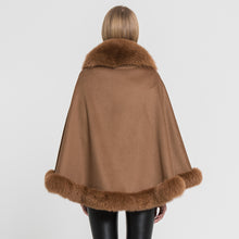 Load image into Gallery viewer, Women Real Fox Fur Poncho Cashmere Capes Winter Warm Fur Camel Cloak