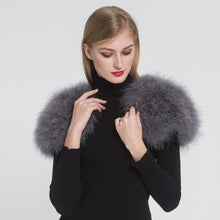 Load image into Gallery viewer, Real Fur Cape Shrug Genuine Ostrich Feather Fur Shawl Poncho Grey