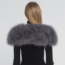 Load image into Gallery viewer, Real Fur Cape Shrug Genuine Ostrich Feather Fur Shawl Poncho Grey
