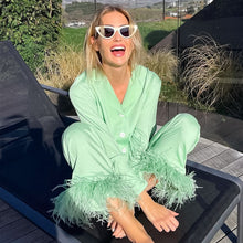 Load image into Gallery viewer, Women Pajamas Set 2 Piece Full Sleeve Trouser Nightwear Cozy Green Pajamas