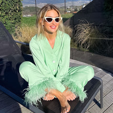 Load image into Gallery viewer, Women Pajamas Set 2 Piece Full Sleeve Trouser Nightwear Cozy Green Pajamas