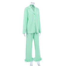 Load image into Gallery viewer, Women Pajamas Set 2 Piece Full Sleeve Trouser Nightwear Cozy Green Pajamas