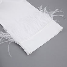 Load image into Gallery viewer, Women Long Pajamas Dress Bathrobe Satin Ostrich Fur Cuffs Loungewear Night
