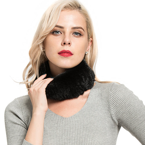 Women's Real Mink Fur Headband Winter Warm Scarf Black Neckerchief