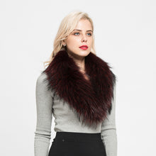 Load image into Gallery viewer, Women&#39;s Magnetic Genuine Raccoon Fur Scarf  Winter Warm Wine Red Collar