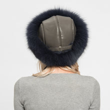 Load image into Gallery viewer, Winter Women Real Fox Fur Bomber Hats Navy Luxury Caps