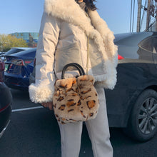 Load image into Gallery viewer, 2022 New Lady Real Rex Rabbit Fur Handbag Bag Luxury Soft Fur Messenger Bag Large Capacity Totes Warm Shoulder Bag 7954