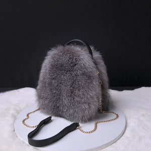 2022 New High Quality Women‘s Real Fox Fur Crossbody Bag Fashion Shoulder Bag Lady Messenger Bag 7998