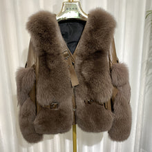 Load image into Gallery viewer, Winter Luxury Women Fox Fur Coats Genuine Sheepskin Leather Jackets
