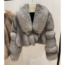 Load image into Gallery viewer, Women Luxury Silver Fox Fur Jacket Winter Warm Luxury Coat