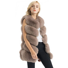 Load image into Gallery viewer, Real Fox Fur Gilet Women Winter Genuine Soft Natural Fur Long 5 Rows Mocca Vest