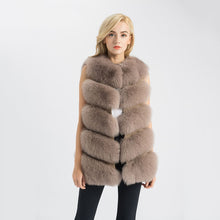Load image into Gallery viewer, Real Fox Fur Gilet Women Winter Genuine Soft Natural Fur Long 5 Rows Mocca Vest