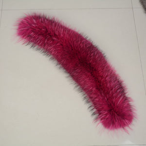 Women & Men Big Real Raccoon Fur Collar Luxury Rose Hood Trim