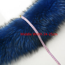 Load image into Gallery viewer, Large Real Fur Trim Raccoon Collar Parka Hood Women Men Blue Scarf Hooks