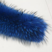 Load image into Gallery viewer, Large Real Fur Trim Raccoon Collar Parka Hood Women Men Blue Scarf Hooks