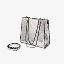 Load image into Gallery viewer, Women New Arrivals Genuine Cow Leather Bags Lady Luxury Handbags Fashion Shoulder Bags Silver Color Tote 4376